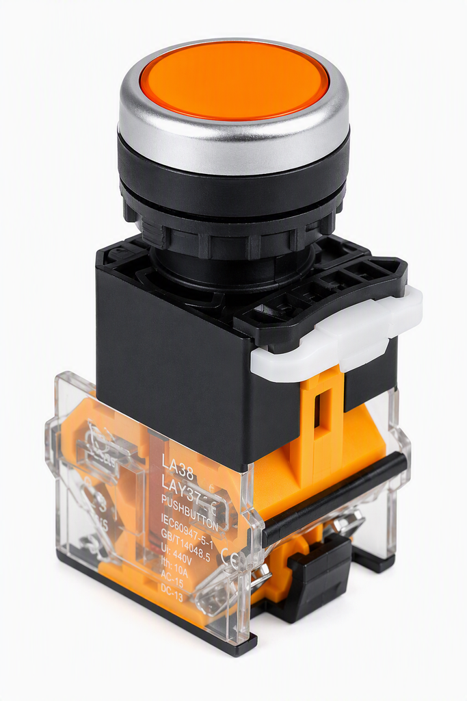 Pulsador Industrial de 22mm Color Naranja