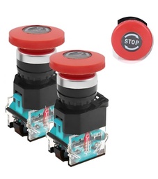 [LA38 22MM] Interruptor Boton Pulsador Paro de Emergencia